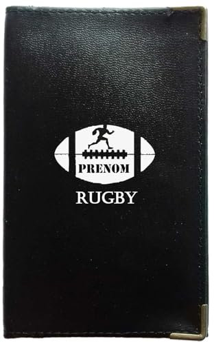 Syl'la Porte Carte Grise et Papier Voiture en Simili pour Femme ou Homme Noir (Rugby Ballon personnalisé avec prenon)