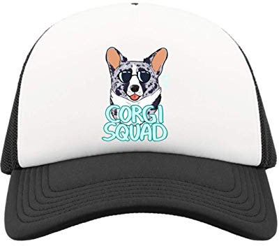 Corgi Squad Funny Dog Dogge Meme Half Mesh Trucker Cap Baseball Hut Snapback One Size
