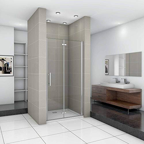 AICA porte de douche pilante et pivotante 76x185cm en 6mm verre anticalcaire AICA porte de douche en niche