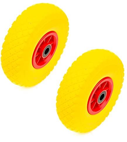 Pack of 2 Wheels 10 Inch PU Solid Puncture Proof Tyre 260x85 | Bearings, Wheelbarrow, Supports Up To 80kg Per Wheel