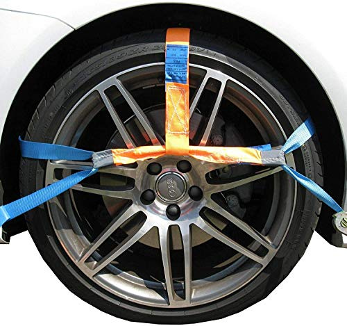 D+L GmbH 2 x Spanngurt Zurrgurt Radsicherung Auto Transport PKW KFZ Trailer Autoanhänger AWZ