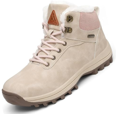 Mishansha Scarpe Donna Invernali Stivaletti Invernali Scarponcini Invernali Impermeabili Stivali da Neve Albicocca,GR.40