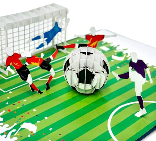 CUTPOPUP Football Fathers Day Card - Biglietto di compleanno pop-up sportivo, Nipote, figlio Biglietto di auguri di compleanno con firma 3D, Biglietto di congratulazioni IT