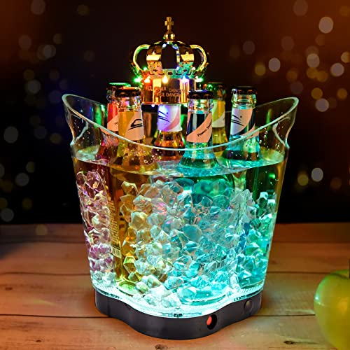 LED Ice Bucket - Portable Colorful Gradient Ice Bucket 6 Liter,Great for Home Bar, Chilling Beer, Champagne and wine (Four Leaved Clover, 6L)