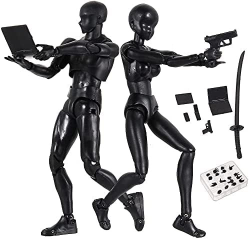 Actionfiguren Body-Kun DX & Body-Chan DX PVC-Modell SHF Kinder Sammler Spielzeug Geschenk, Zeichnung Mannequin Figur Modelle für Künstler (schwarz männlich + weiblich)