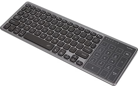 ciciglow Kabellose Bluetooth-Tastatur mit Touchpad-Ziffernblock, 78 Tasten, Tragbare RGB-Hintergrundbeleuchtung, Schlanke Tastatur mit Touchpad für Computer-Laptop(Grau)