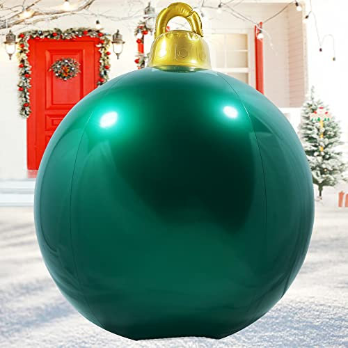 Aufblasbare Weihnachtskugeln für den Außenbereich, modern, 61 cm, bruchsicher, übergroße aufblasbare Dekorationen für den Innenbereich, riesiger saisonaler Ball, ideal für Party (grün)