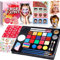 MULEVIP Kinderschminke Set,Kinderschminke Fasching,Kinderschminken Set,24 Farben Schminkfarben mit 30 Schablonen,250 Strasssteine,Berufs Pinsel,Kinderschminken für Fasching Halloween Karneval