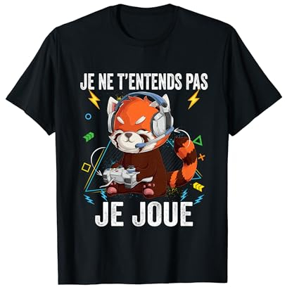 jeux video Panda rouge gaming garçon gamer cadeaux Homme Manche courte T-Shirt S
