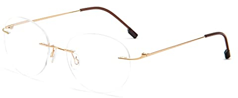 KoKoBin Round Randlos Lesebrille super Light Titanlegierung Lesehilfe für Damen und Herren (Gold, 1.5, diopters)