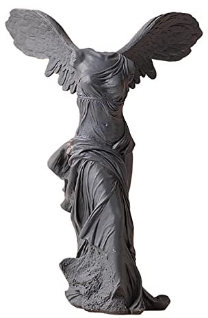 DAPERCI Winged Victory of Samothrace Statue Skulptur Griechische Göttin Victoria Figur Harz Sammlerstück Geschenk for Heimdekoration Bücherregal Tisch, Dunkelgrau Heimdekoration (Color : Dark Gray)