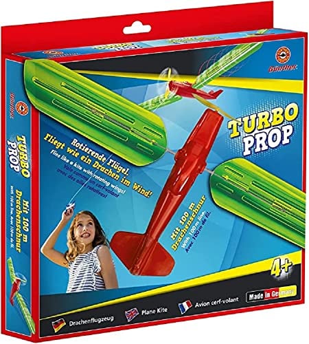 Günther Flugspiele 1333 - Drachenspiel Turboprop, ca. 48 x 21 cm, Drachen in Flugzeug-Form, für Kinder ab 6 Jahren, inkl. Seilrolle 100 m