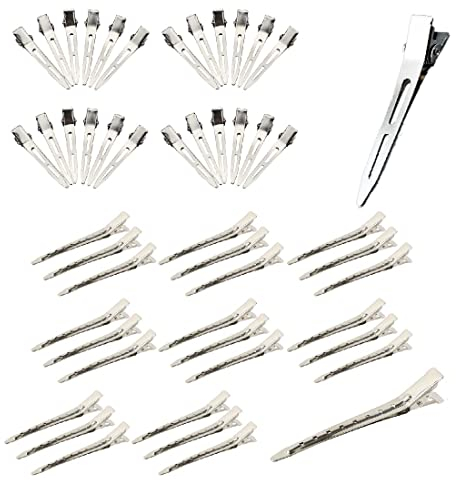 50pcs Clip di Anatra Bill di Capelli,Becchi D'oca per Capelli in Metallo Argentato,Adatto per il lavaggio del viso e il trucco,5.5cm,9cm