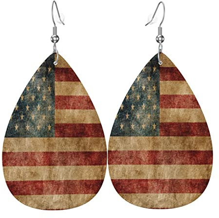 Ohrringe Für Frauen Patriotische Usa Flagge Rustikales Amerika Baumeln Ohrringe Mode Tropfenohrringe Vintage-Stil Schmuck Ohrringe, Für Geschenk, Geburtstagsfeier, Braut Party