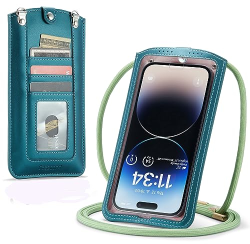Casecond Handytasche zum Umhängen Universal Handy Tasche Kleine Umhängetasche Damen mit Handykette für iPhone 14 13 12 11 Pro Max XR Samsung Z Flip 4 S23 Ultra Plus Xiaomi Redmi Bis zu 7.3 Grün