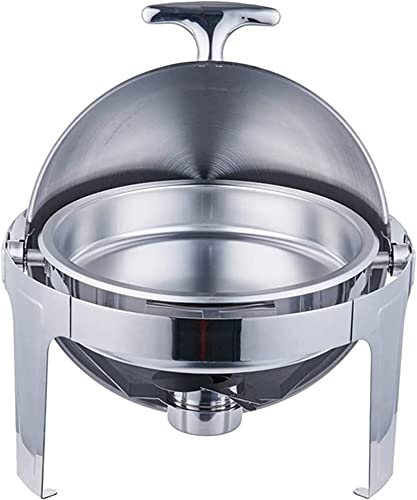 ACiyD Food Warmer, Chafing Dish Stainless Steel Round Chafing Dish Set Food Warmer Buffet, with Food Pans Fuel Holders (Color : With Window) (With Window) (Full Cover)