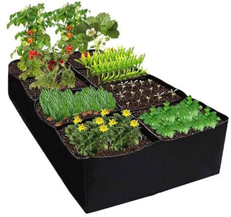 Sac De Culture Rectangulaire, Sac De Culture Potager, Lit De Jardin Surélevé à 8 Grilles Divisées En Tissu Pour Potager, Sac De Culture En Tissus Pour Légumes, Carottes, Oignons, Fleurs (1pcs)