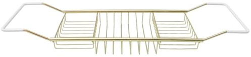 STOBAZA Bath Caddy Tray Telescopic Bath Rack for over Storage Anti-Slip Bathtub Shelf with Phone and Book Holders Home Bathtub Tray for Reading Wine Glass and Bathroom Use