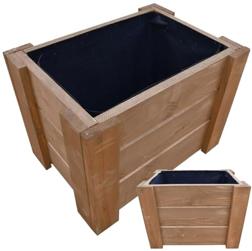 YOURSGARTEN Jardinera Elevada de Madera para Exterior – Macetero Grande para Flores y Plantas, Entrega Montada, Lista para Usar- 40x34x30cm- TIK