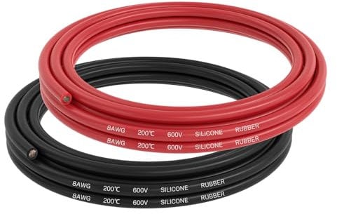 FIRMERST 8 AWG Silikonkabel 8.37mm² 3 M Schwarz and Rot, Verzinnte Kupferdraht, Flexibel