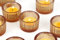 HofferRuffer Teelichthalter, 12 Stück, Glas-Teelichthalter für Abendessen, Hochzeit, Party, Weihnachten, Wohnzimmer, Geschenke,Bernstein