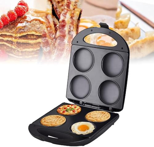 1400-W-Mini-Pfannkuchenpfanne, Antihaft-Pfanne, Kuchenbackplatte, 4 einzigartige Flapjacks, elektrischer Arepa-Maker, zum Kochen gesunder Spiegeleier, Burger, Omelette und mehr 45HaoAMZ
