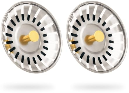 (Pack de 2) Coladores de Fregadero de Acero Inoxidable: Tapones universales para desagüe en Cocina. Tamaño para fregaderos de 76-78 mm. Solución Elegante y Funcional para Mantener tu Pica Limpia.
