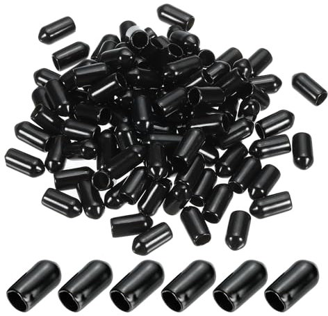 PATIKIL Tapones de Goma de Vinilo de 6MM, Paquete de 150 Tapas Flexibles para Tornillos y Pernos, Protectores Redondos para Tubos Metálicos, Color Negro