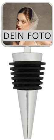 MilyaDE Personalisierter Foto Weinflaschenverschluss, Wein Stopper mit eigenem Foto, Wiederverwendbarer Flaschenverschluss Hochzeit Geschenkidee für Wein Champagne, Rechteckig