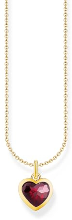 Thomas Sabo Kette mit dunkelrotem Herz-Anhänger vergoldetes Silber KE2268-414-10