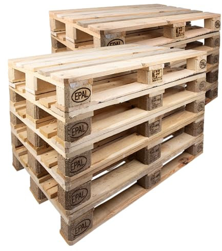 10 Europaletten aus Holz | je 120x80cm | Neue Holzpaletten EPAL | IPPC behandelt | Paletten Bretter frei von Baumkanten & außen gefasst