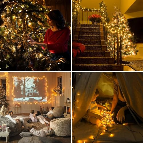 GlobaLink Cluster Christmas Lights Outdoor, 25m 1000LEDs Christmas String Lights Battery Powered with Timer & 8 Modes, IP44 Waterproof Xmas Tree Fairy Lights for Outside Indoor Garden Decor-Warm White