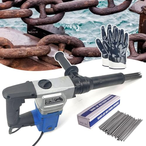 Sverniciatore portatile con ago elettrico -850w/Impugnatura anteriore regolabile/Per la rimozione della ruggine, Pistola antiruggine portatile con 120 aghi decalcificanti e guanti antiscivolo