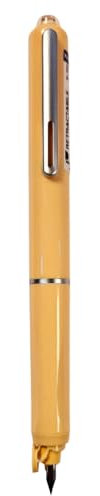 WRITECH Retractable Fountain Pen | Fine Nib | Blue Ink Cartridges Included (Orange)