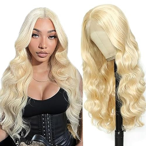 Hxxcoup Body Wave Wig Human Hair Wig 13x1 Lace Front Wig Echthaar Perücke Blonde Perücke Damen 30 Inch Glueless Wig 613 Blonde Echthaar Perücke für Damen Perücken for Woman 30 Zoll