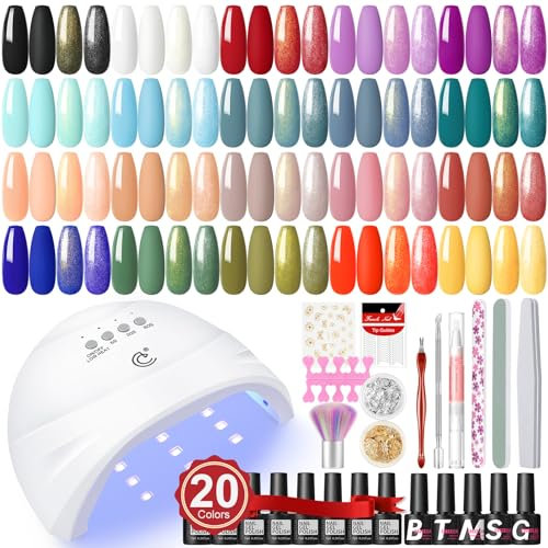 COSCELIA Kit Semipermanente Unghie con Lampada LED+U V per Gel 25pz Colori Smalti Semipermanenti Gel e Base Top Coat Semipermanente Set e gli Strumenti Decorazioni per Nail Arte Natale Kit