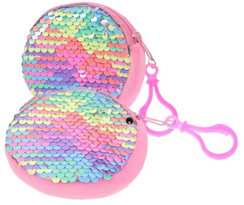 TOGEVAL 2pièces Portefeuille Rond Femme avec Paillettes à Main Compact à Glissière Capacité pour Sorties Et Événements Spéciaux