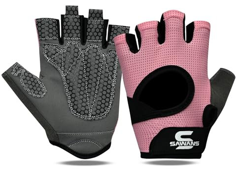 SAWANS Guanti da palestra per sollevamento pesi per uomini e donne, guanti da allenamento da donna per fitness, traspiranti, antiscivolo, in silicone, imbottiti, protezione per la presa del palmo