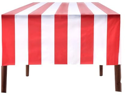 2Pcs Tischtücher Gestreifte Tischdecke Rot und weiß gestreift Dekoration Geeignet für Partys Geburtstagsfeier Karneval Picknick 137x247cm