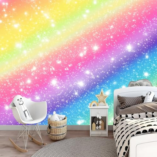Générique Papier Peint Dégradé Lumineux Kawaii 450 x 315 cm Étoiles Papier Peint intissé pour Chambre Salon Photo Murale Personnalisé Décoration Murale
