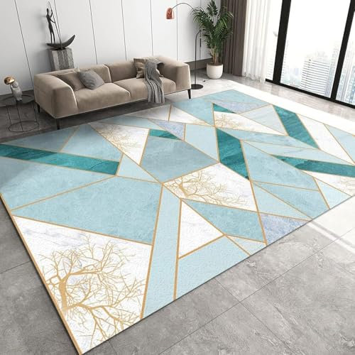 Alfombra De Dormitorio con Impresión 3D. Rejilla Geométrica De Mármol Abstracto Alfombra De Piso De Material De Poliéster, Alfombra Antideslizante, Fácil De Limpiar, Oficina, Habitación De 2-7P9C8C1