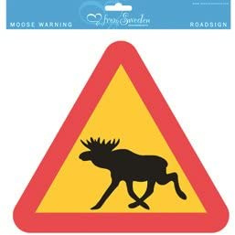 Elch Warnschild - 33cm - typisches Schweden Souvenir - Deko Verkehrsschild - 10mm Leichtschaumplatte