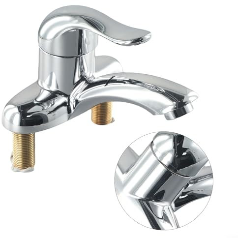 Robinet mélangeur à double levier pour lavabo à levier unique, robinet mélangeur chaud et froid, interrupteur de vanne mélangeur d'évier de salle de bain, pour montage sur pont à 2 trous, fournitures