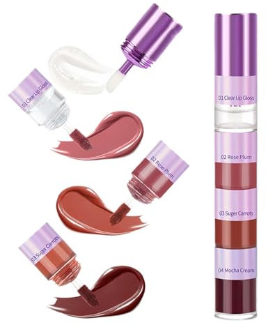 Bohany Lipgloss-Set, Lipgloss-Set für Teenager - 4-farbige Lippentönungen Lipgloss | Samtige Lippentönungen für einen pralleren, glänzenden Lippen-Look, nicht klebender Lipgloss für Frauen