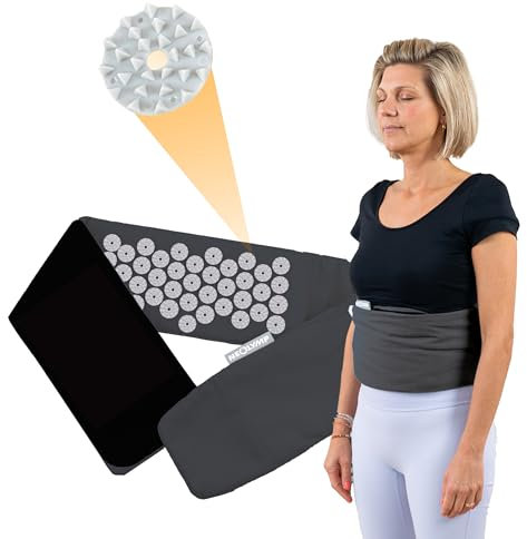 NEOLYMP Akupressurgürtel – Vielseitige Stimulation - Umweltfreundlich, waschbar, verstellbarer Klettverschluss – Anpassbarer Lendengürtel, Akupressurmatte, Massagegürtel, Akupunktur Gürtel (grau)