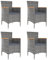 Massbinet Garten Essstühle Gartensessel Gartenstühle 4 STK. Poly Rattan Grau-Holz 61 x 60 x 88 cm