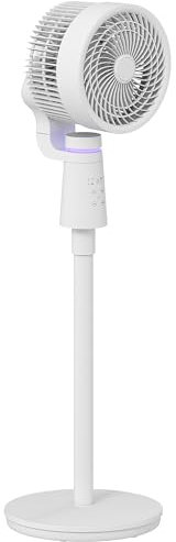 HOMCOM 7 Pedestal Fan, 70°+90° Oscillating Air Circulator with Remote Control, 7H Timer, 3 Speeds, Standing Fan for Home Office, Bedroom, White