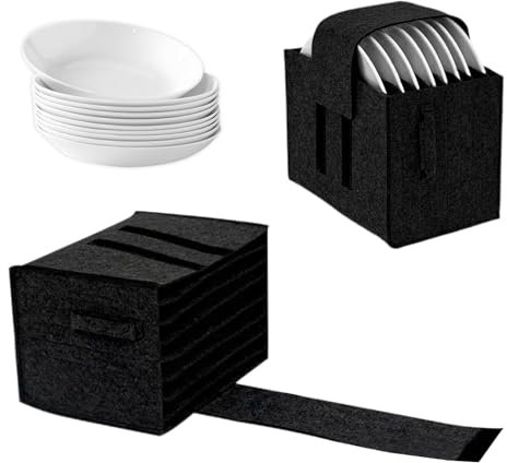 LCUHAVA Felt Cup Holder Camping with 8 Compartments, Crockery Holder Motorhome 27 x 22 x 18 cm, Camper Felt for 8 Plates, Plate Holder Motorhome for Motorhome Campervan Kitchen Cabinets