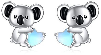 YONFQE Koala Ohrringe S925 Sterling Silber Mondstein Ohrringe Niedliche Tierschmuck Geschenk für Damen