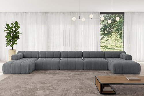 ALTDECOR Modulares Sofa Ecksofa in U-Form Corner modular Sofa Eckcouch Couch Wohnlandschaft Cauchsofa Polstersofa Tesso-U3-475x160x70 cm Dunkelgrau